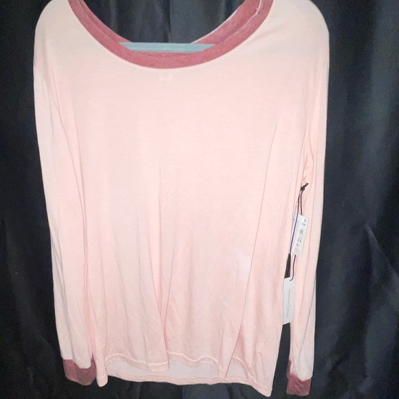 TREASURE & BOND Nordstrom Ringer T Shirt Long Sleeve Pink Smoke Red NWT - Picture 2 of 9